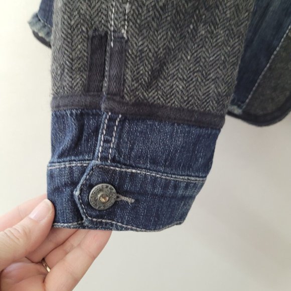 Silver Jeans Co Jacket Womens L Denim/Wool Patchwork Western Jean Jacket - Picture 2 of 12
